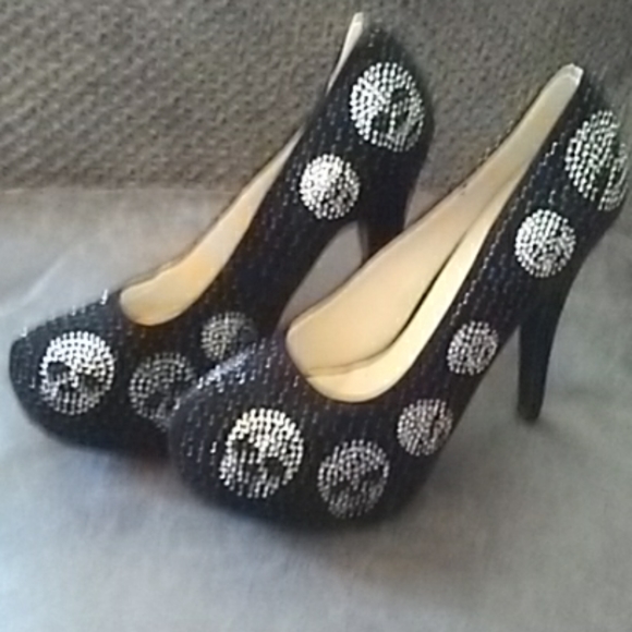 Delicacy Shoes - Skull high heels all blinged out